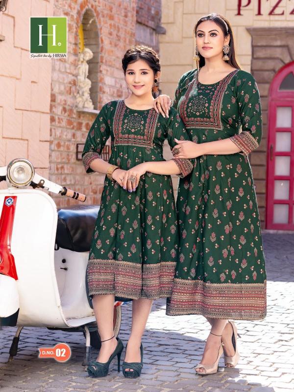 Hirwa Ridhi Shidhi Mother Long Rayon Anarkali Kurti Collection